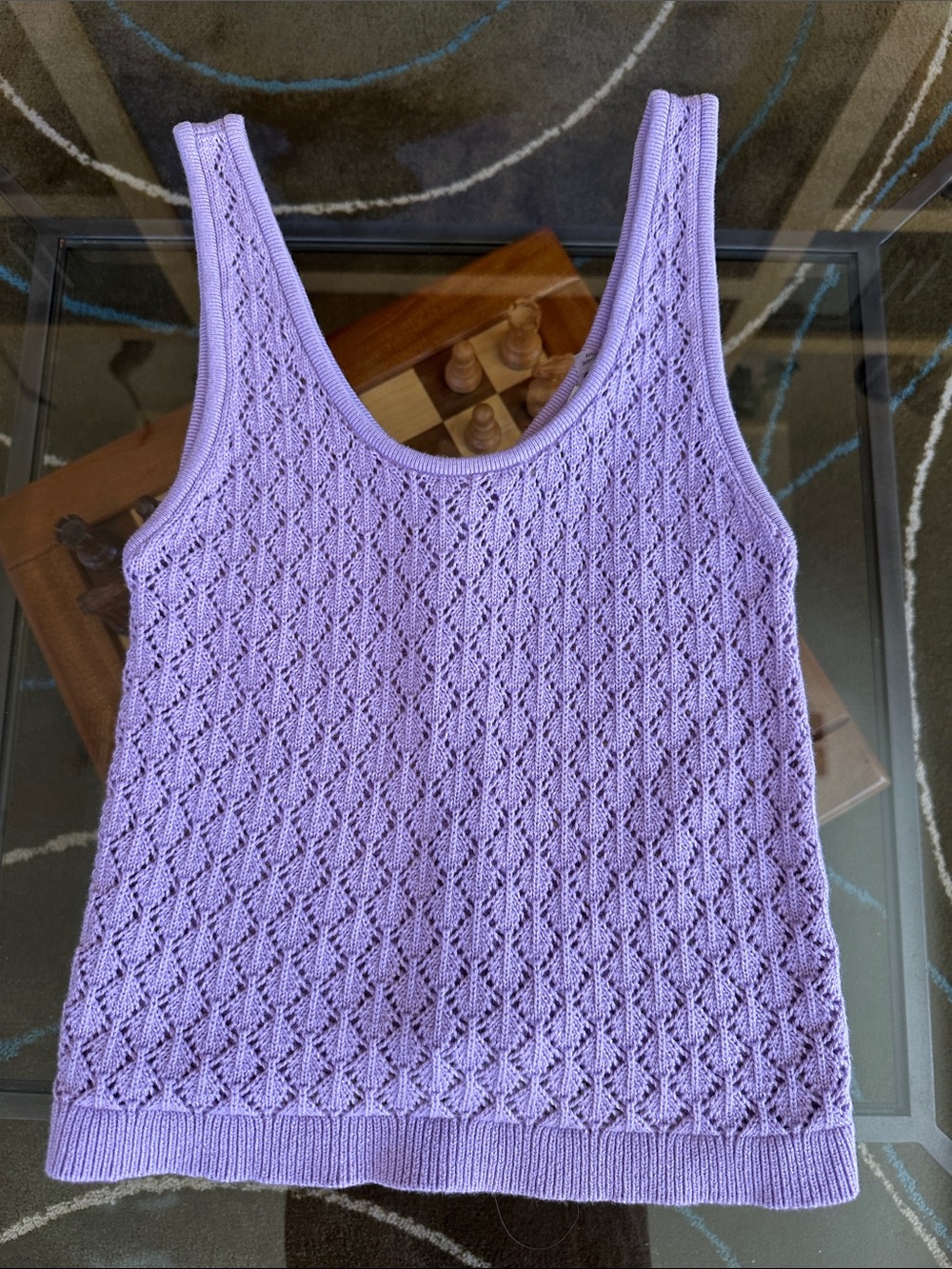 Alice + Olivia Lavender Openwork Knit Tank